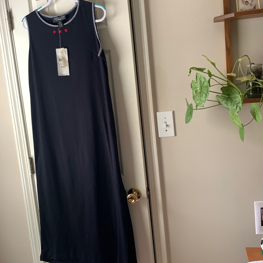NWT Norton Studio Petites  navy, white & red  sleeveless knit dress